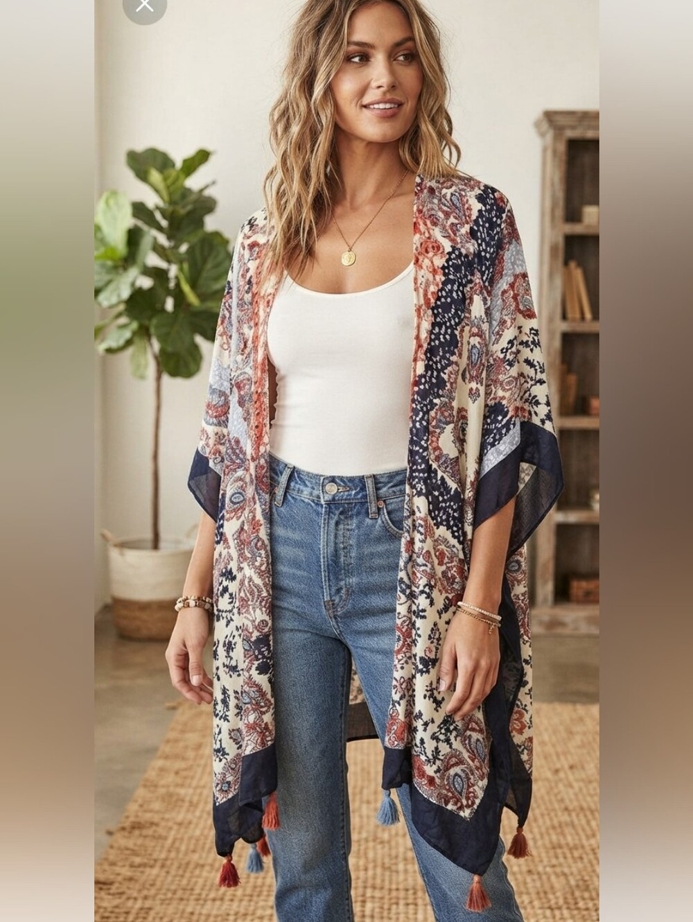 Sim and Sam open kimono with tassels SZ L
